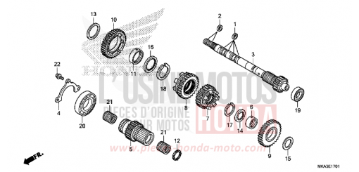 TRANSMISSION (MAINSHAFT) (NC750XD) NC750XDH de 2017